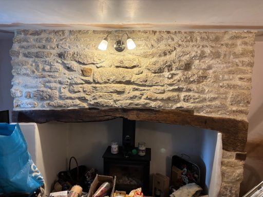 Old stone Chimney breast repointed with lime